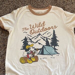 Women’s ' The Wild Outdoors Mickey Graphic Tee - Cream with Brown Trim